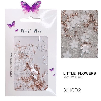 Charm Hoa Nhí Mix Bi Hạt Trai, Trang Trí Móng Làm Nail, Chất Liệu Nhựa Bi Sắt, Tạo Điểm Nhấn Độc Đáo, Hợp Mọi Màu Sơn