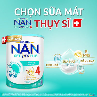 Bộ 2 lon Sữa bột Nestlé NAN OPTIPRO PLUS 4 800g/lon với 5HMO Giúp tiêu hóa tốt
