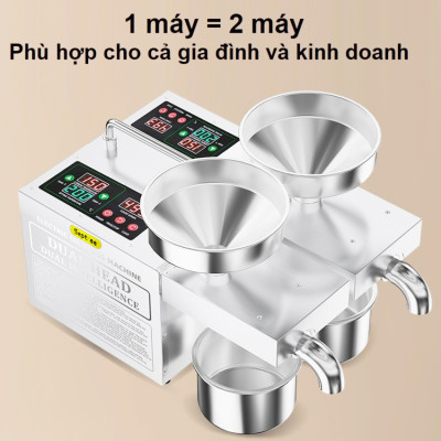 Máy ép dầu ăn thực vật 2 đầu ép kép đa năng dùng cho kinh doanh và gia đình - Bán chuyên nghiệp. Thương hiệu Mỹ cao cấp Septree - B02S Plus. HÀNG CHÍNH HÃNG