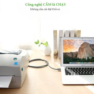 Ugreen UG20224US167TK 1.8M màu Đen Cáp tín hiệu chuyển đổi USB 2.0 sang DB25 âm cao cấp - HÀNG CHÍNH HÃNG