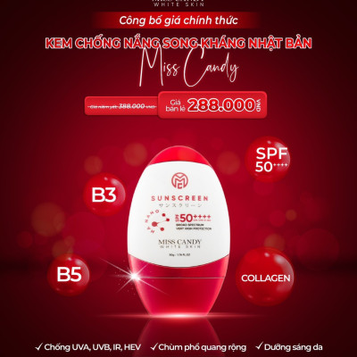 Bộ 3 Sản Phẩm Dưỡng Trắng Da Mờ Thâm, Sạm, Nám, Tàn Nhang MISS CANDY Giúp Tái Sinh Làn Da Gồm: Serum HA Peptide 30ml + Kem Dưỡng Trắng Da Face Nano 30g + Kem Chống Nắng Dưỡng Trắng Da 50g - PHỤNG BEAUTY