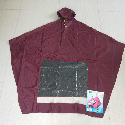 Aó Mưa Vải Dù Tổ Ong Cao Cấp 1 Đầu Nam Nữ Xẻ Tà Bóng Kính Đèn Chống Thấm-Đỏ Đô