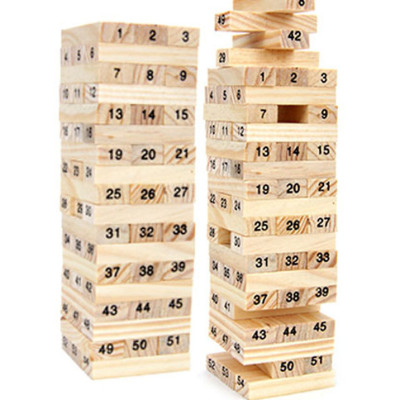 Trò chơi rút gỗ KG51 wiss toy thông minh kèm 4 xúc xắc cho bé trai và bé gái loại lớn gồm 54thanh - Hàng chính hãng