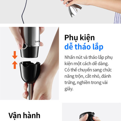 Máy xay cầm tay LocknLock - Hand Blender EJM559BLK (1000W) - Màu đen - Hàng chính hãng