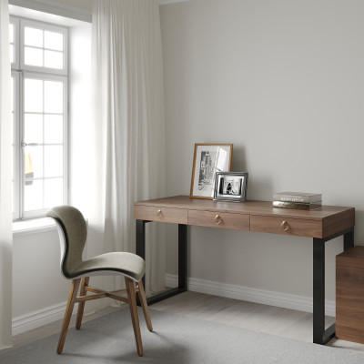 [Happy Home Furniture] WESLEY, Bàn làm việc chân sắt - 3 ngăn kéo,  140cm x 59cm x 75cm ( DxRxC), BAN_012