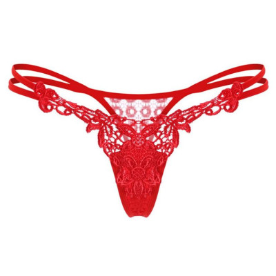 Quần lót ren hình bông hoa lọt khe siêu gợi cảm - Đỏ