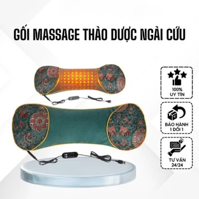 Gối Massage Ngải Cứu Làm Nóng – Thư Giãn Vai Gáy, Giảm Nhức Mỏi Hiệu Quả