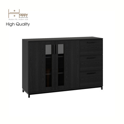 [Happy Home Furniture] LOUIS , Tủ lưu trữ 3 ngăn kéo 2 cửa mở - chân sắt , 126cm x 36cm x 84cm ( DxRxC), THK_058