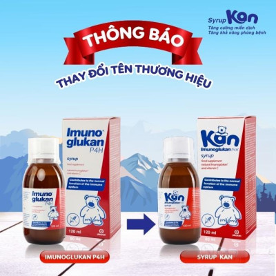 [Mua 2 Tặng 1 Canxi KidWell] 2 Siro Kan Imuno Glukan hỗ trợ miễn dịch nâng cao sức đề kháng cho bé - Chai 120ml