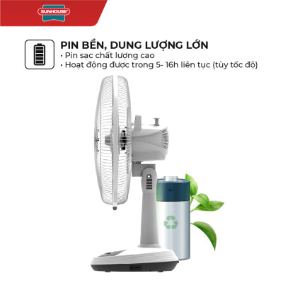 Quạt Sạc Tích Điện Sunhouse SHD7223 (24W) - Hàng Chính Hãng