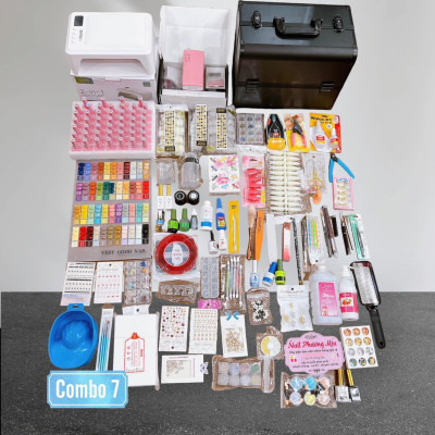 Combo Đồ Nghề Làm Nail Cao Cấp Số 7 Nail Phương Miu, Máy Hơ T8, Máy Mài US801, Cốp Nhôm 3 Tầng, Bộ Đồ Nail Chuyên Nghiệp