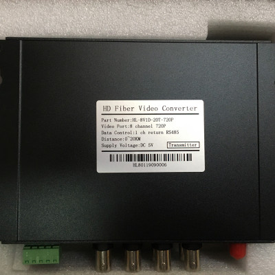 Bộ chuyển đổi video sang quang 8 kênh GNETCOM HL-8V1D-20T/R-720P (2 thiết bị,2 adapter,Cổng điều khiền) - Hàng Chính Hãng