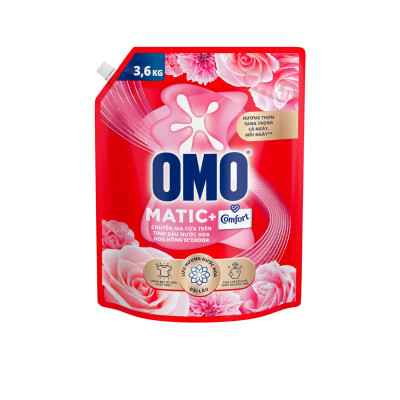 Túi Nước Giặt Omo Matic Cho Máy Giặt Cửa Trên Hương Hoa Hồng Ecuador 3.6KG