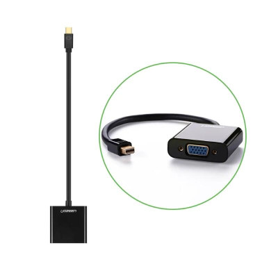 Ugreen UG10459MD113TK Màu Đen ABS Cáp chuyển đổi Mini DP sang VGA 1920x1080 60Ghz - HÀNG CHÍNH HÃNG