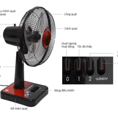 Quạt bàn Senko sang trọng cao cấp B1210 màu ngẫu nhiên - Hàng Chính Hãng