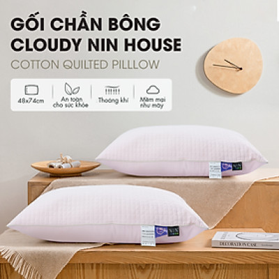 Gối chần bông, ruột gối đầu cho người nằm thấp Cloudy NIN House 48x74cm microfiber nhiều màu Quilted Pilllow