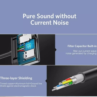 Ugreen UG60715CM193TK 7cm bẻ góc 90 độ USB type C ra 3.5mm Bộ chuyển đổi có chipset hỗ trợ cổng nguồn - HÀNG CHÍNH HÃNG