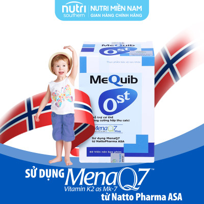 Vitamin D3 K2 MK7 MenaQ7 Và Canxi MEQUIB OST - Hỗ Trợ Tăng Cường Hấp Thu Canxi, Tăng Trưởng Chiều Cao và Phòng chống loãng xương (hộp 60 viên)