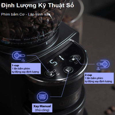 Máy xay hạt cà phê Espresso tự động tích hợp 31 chế độ xay thương hiệu Mỹ cao cấp HiBREW G3A - Hàng Nhập Khẩu