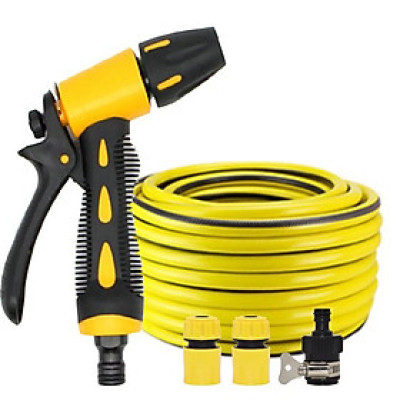 Bộ Dây và Vòi Phun Xịt Nước Rửa Xe,Tưới Cây Tăng Áp Lực Nước  319498 (dây vàng-cút nối đen)