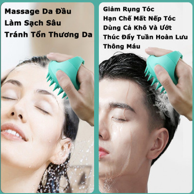 Lược Gội Đầu Massage KUNBE Gai Silicone Siêu Mềm Giảm Gàu, Ngăn Rụng Tóc