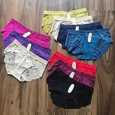Combo 10 quần chip nữ, quần lót đúc su phối ren