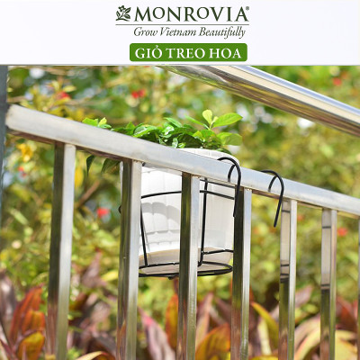  Combo 3 Giỏ treo chậu hoa ban công MONROVIA, giỏ sắt treo chậu hoa ban công, chậu treo ban công, kệ treo ban công, móc treo, khung thép, sơn tĩnh điện chính hãng thương hiệu MONROVIA  - Màu Trắng
