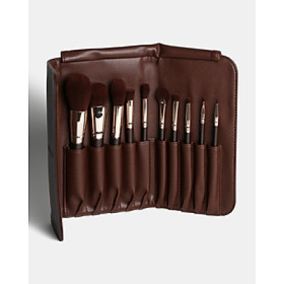 Bộ 10 Cọ trang điểm chuyên nghiệp kèm bao da - nâu Chocolate Set in A case INGLOT