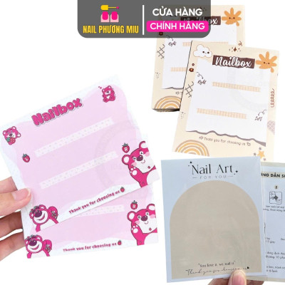 Thẻ Bìa Dán Nailbox Siêu Xinh Kèm Túi Dày Dặn Và HDSD, Tag Nail Box Hình Gấu Hồng, Mây Trắng, Nail Art Sang Trọng Và Hạn Chế Thấm Nước cho bé gái