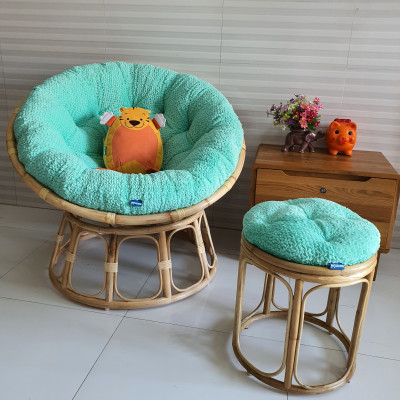 Bộ ghế thư giãn papasan + đôn nhỏ ( Vải nhung cao cấp xanh ngọc)