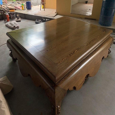 Sập Đại Chân Quỳ Dạ Cá Trơn Gỗ Mun Đuôi Công