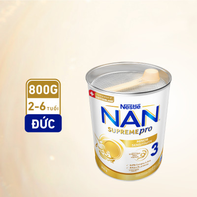 Sữa bột Nestlé NAN SUPREMEPRO 3 800g nhập khẩu Đức đạm Gentle Optipro ngừa mẫn cảm ( Dành cho trẻ từ 2 - 6 tuổi)