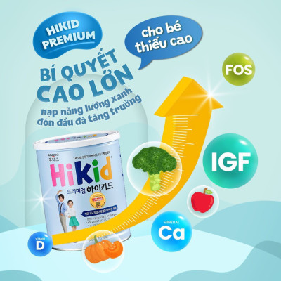 Bộ 3 Hộp Sữa Hikid Premium tăng trưởng chiếu cao tối đa - Hàng Nội địa Hàn
