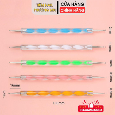 Bút Chấm Bi Nail Đủ Size 5 Cây Cán Nhựa Nhiều Màu - Bút Chấm Bi Vẽ Móng 2 Đầu Bắng Thép Không Gỉ Chuyên Dụng Làm Nail