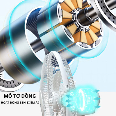 Quạt Tích Điện SOWUN SW809, Thời Gian Hoạt Động Lâu, Có Đèn LED 0.2W Sử Dụng Khi Mất Điện