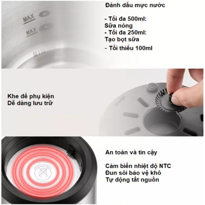 Máy tạo bọt sữa chuyên nghiệp dùng cho quán 4 trong 1 thương hiệu Chulux QF-MF221118 - HÀNG NHẬP KHẨU