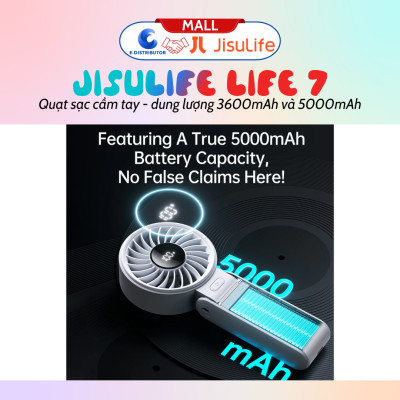 Quạt sạc cầm tay gấp gọn JisuLife Life 7 - dung lượng 3600-5000mAh - Hàng chính hãng