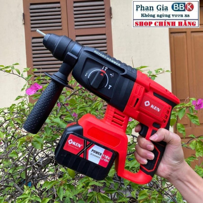 [LOẠI 1] Máy Khoan Đục Bê Tông 3 Chức Năng Dùng Pin KEN 199V Động Cơ Không Chổi Than Bộ 2 Pin 15cell