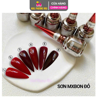 Sơn Gel Đỏ Mxbon Cao Cấp Lẻ Chai 15ml Làm Nail, 6 Tông Màu Đỏ Bóng Mượt Chuẩn Màu, Dễ Sử Dụng Cho Nữ, Siêu Bền Đẹp