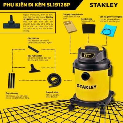 MÁY HÚT BỤI GIA DỤNG 2 CHỨC NĂNG 9L STANLEY SL19128P 1.6 PEAK HP-HÀNG CHÍNH HÃNG