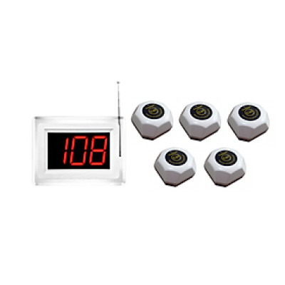 Bộ chuông gọi phục vụ không dây WL-CR23 + 5 nút chuông C100 cho nhà hàng, quán cà phê...