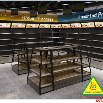 Kệ gỗ trưng bày rau củ quả, kệ trưng bày sản phẩm, hàng hóa KST422 - NỘI THẤT LẮP RÁP VIENDONGADV