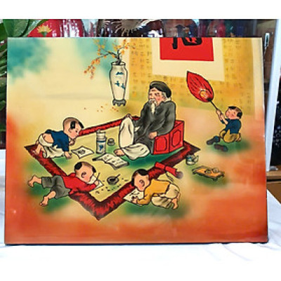 Tranh sơn mài - THẦY ĐỒ - Size 30x40 cm - Hình ảnh truyền thống – Hồn Việt xưa qua nét sơn mài thủ công