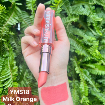 Son Thỏi Màu Cam Sữa Lì Mịn Siêu Dưỡng Yumeisakura Chotto Matte Milky Orange Lipstick YMS18 3.5g