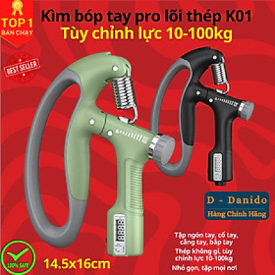Màu Xanh Lá - Kìm Bóp Tay Pro Đếm Số Điện Tử Dụng Cụ Tập Gym Tập Cơ Bắp Cổ Tay Tại Nhà Chỉnh Lực 10-100kg Hãng Amalife