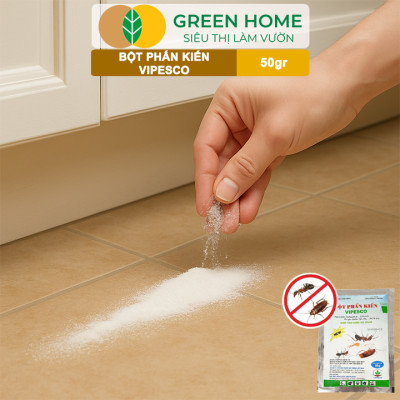 Bột Phấn Kiến Vipesco, GreenHome, Gói 50gr, Hiệu Quả Cao, Dễ Sử Dụng, Diệt Trừ Kiến, Gián