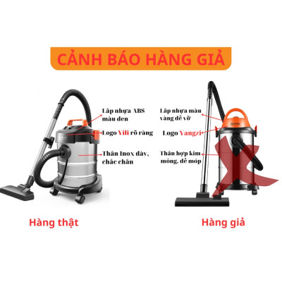 Máy hút bụi công nghiệp đa năng khô và ướt ABG Yili YLW-6263A loại 12 lít công suất 1200W - thùng inox kèm phụ kiện đầu bông lau - Hàng Chính Hãng