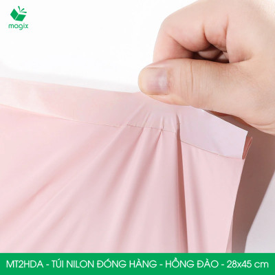 MT2HDA - 28x45 cm - Túi nilon gói hàng - 100 túi niêm phong đóng hàng màu hồng đào