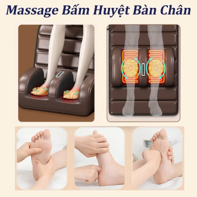 Đệm massage toàn thân Vispo VP-N24D Có 10 điểm rung toàn thân, massage chân riêng, túi khí kéo giãn cột sống