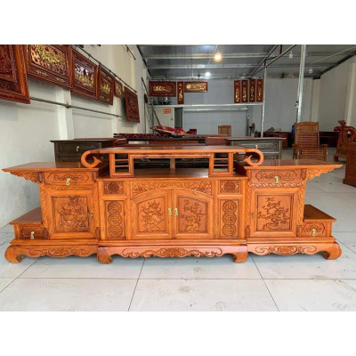 Kệ tivi vòm gỗ gõ đỏ